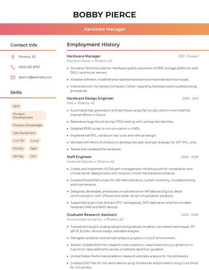 Hardware Manager Resume