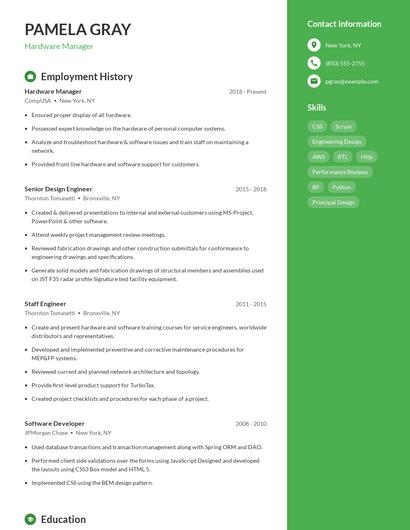 Hardware Manager Resume