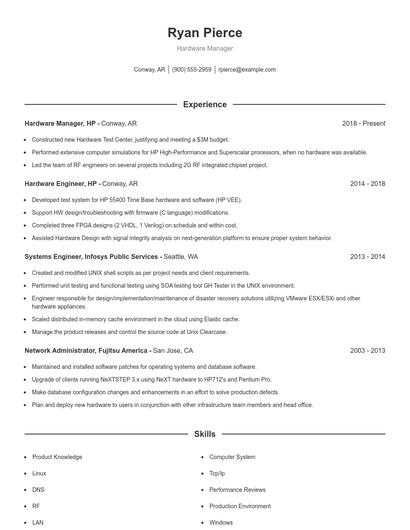 Hardware Manager Resume