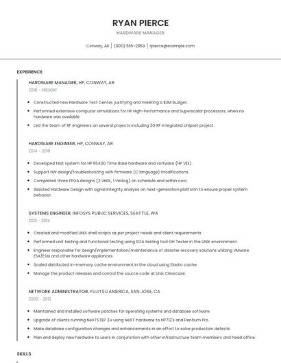 Hardware Manager Resume