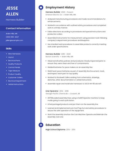 Harness Builder Resume