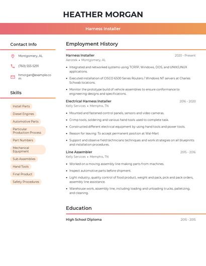 Harness Installer Resume