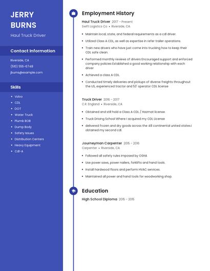 Haul Truck Driver Resume