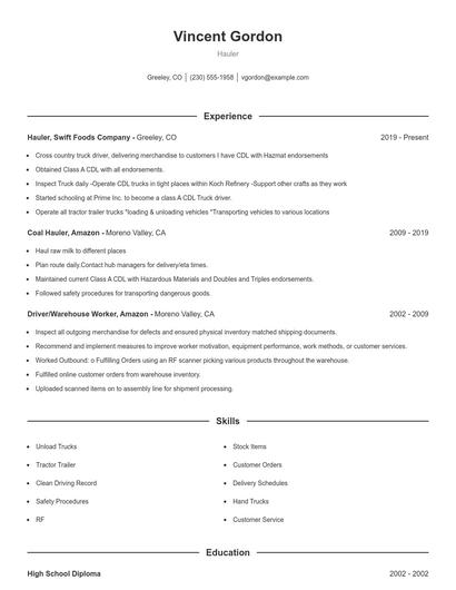 Resume example 1