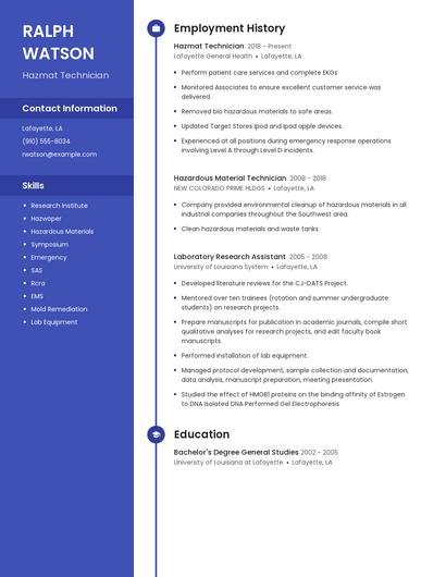 Hazmat Technician Resume