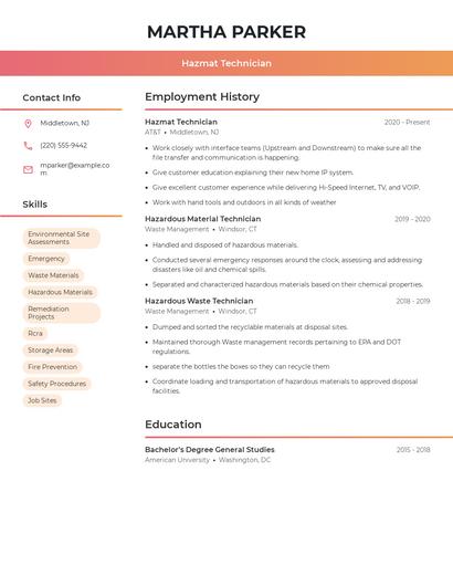 Hazmat Technician Resume