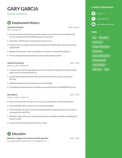 Hazmat Technician Resume