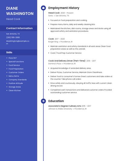 Head Cook Resume