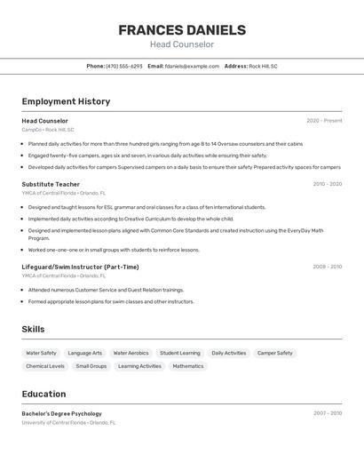 Resume example 2