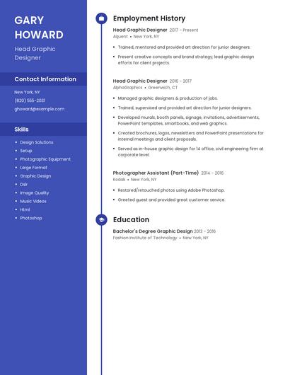 Head Graphic Designer Resume
