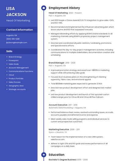 Head Of Marketing Resume