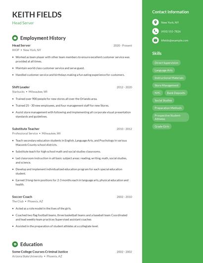 Resume example 5