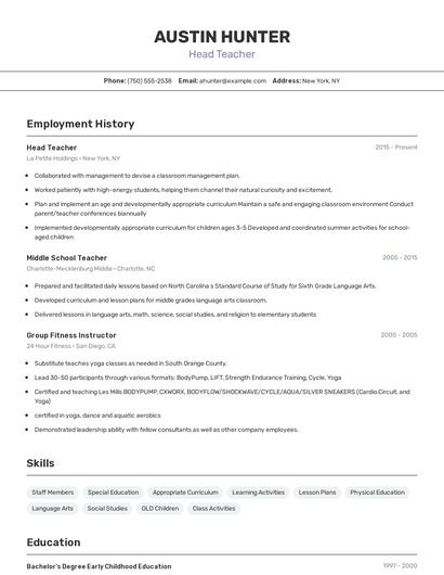Resume example 2