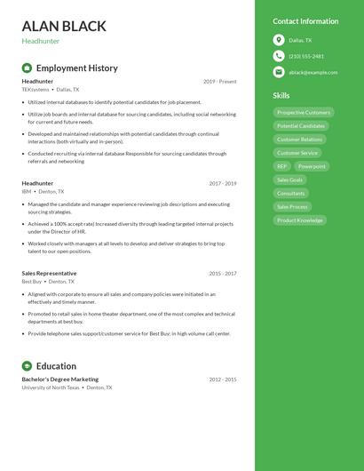 Headhunter Resume