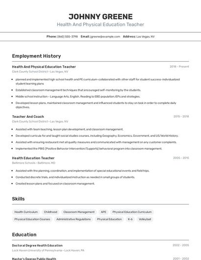 Resume example 2