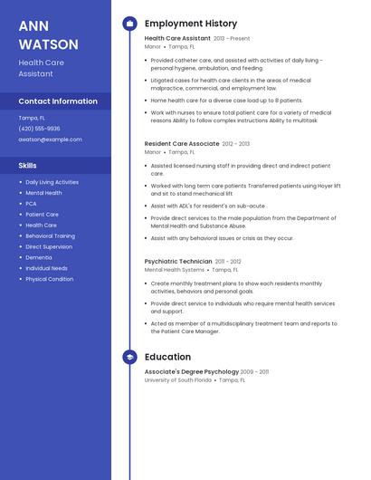 Health Care Assistant Resume
