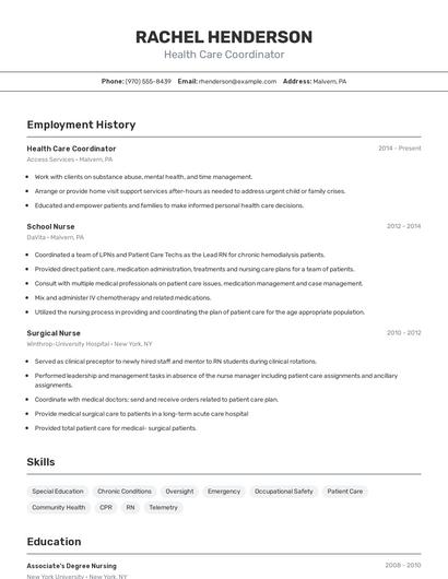 Resume example 2