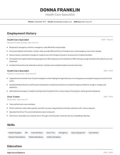 Resume example 2