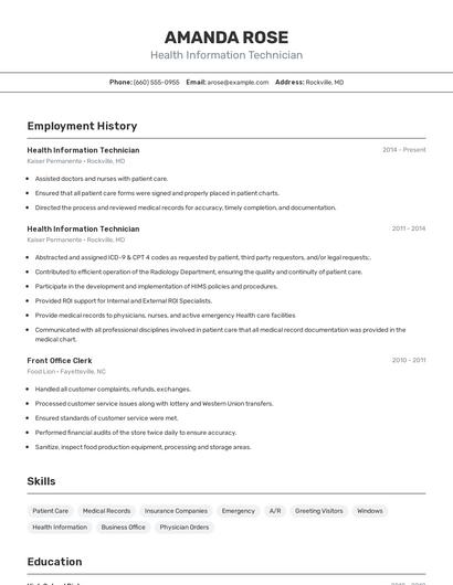 Resume example 2