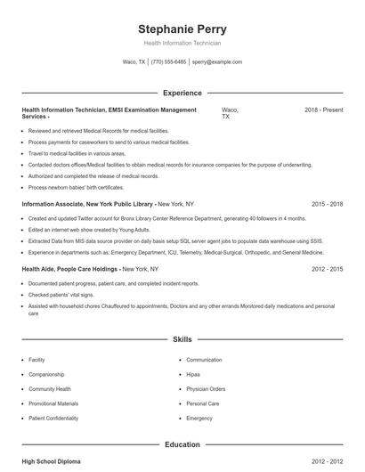 Resume example 1