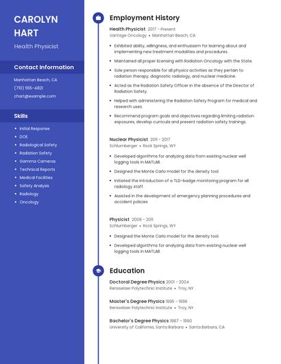 Health Physicist Resume