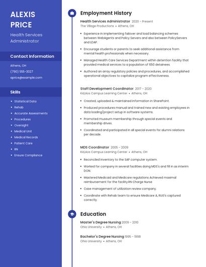 Health Services Administrator Resume