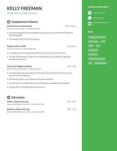 Health Services Administrator Resume