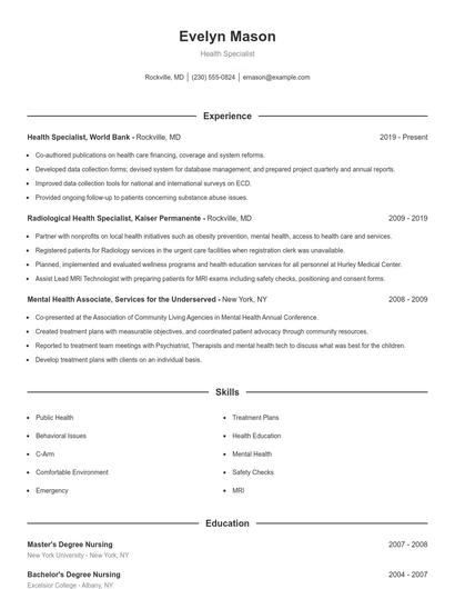 Resume example 1