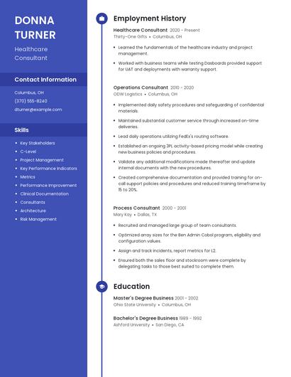 Healthcare Consultant Resume
