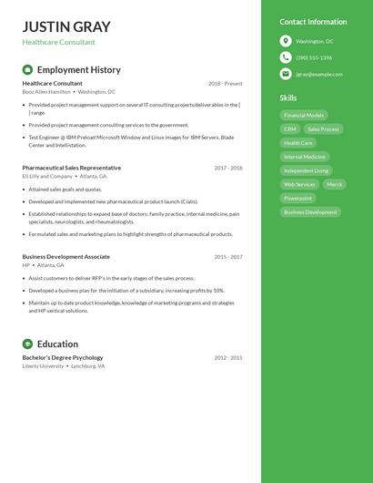 Healthcare Consultant Resume