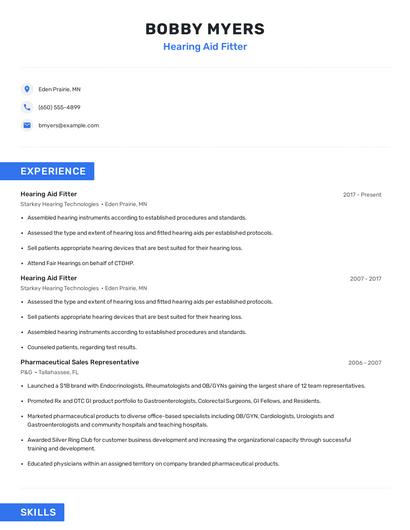 Hearing Aid Fitter Resume