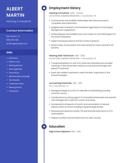 Hearing Consultant Resume