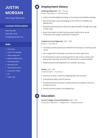 Hearings Reporter Resume