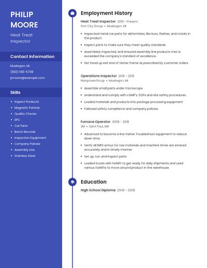 Heat Treat Inspector Resume