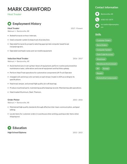 Heat Treater Resume