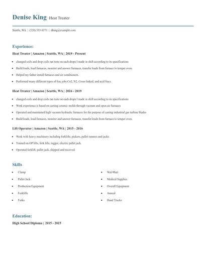 Heat Treater Resume
