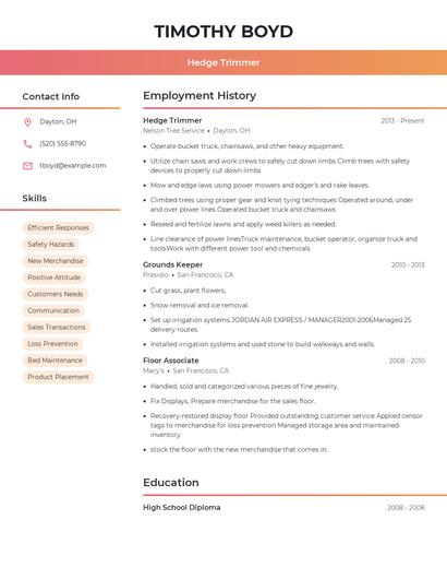 Hedge Trimmer Resume