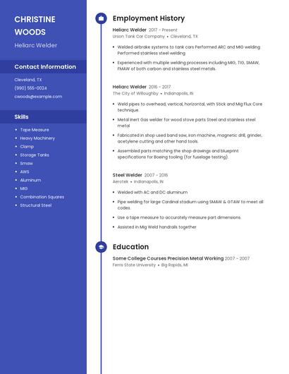 Heliarc Welder Resume