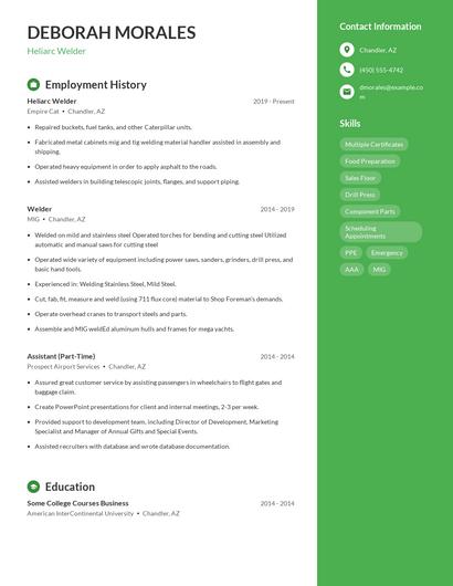 Heliarc Welder Resume