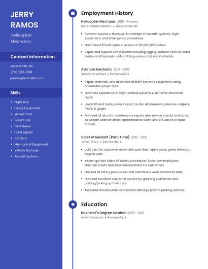 Helicopter Mechanic Resume