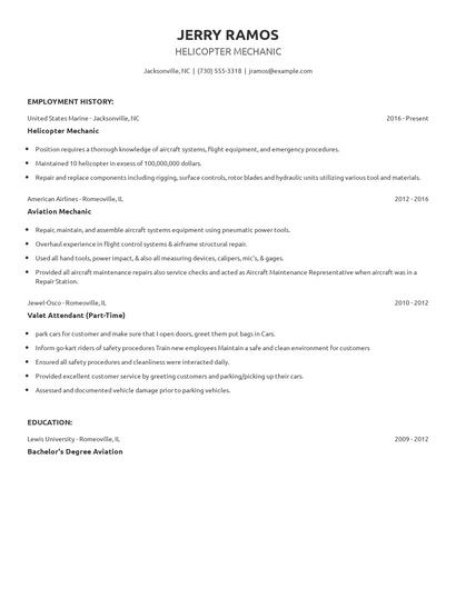 Helicopter Mechanic Resume