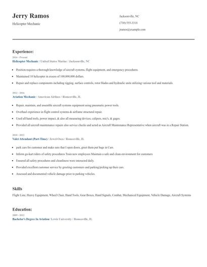 Helicopter Mechanic Resume