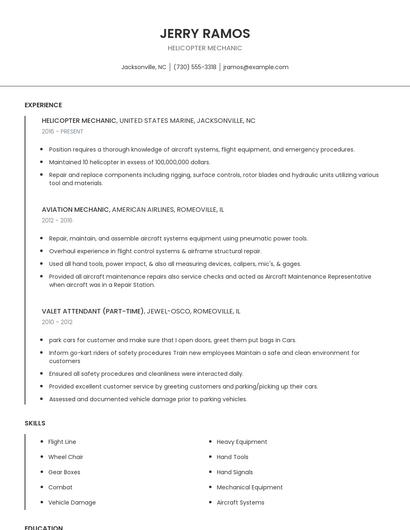 Helicopter Mechanic Resume