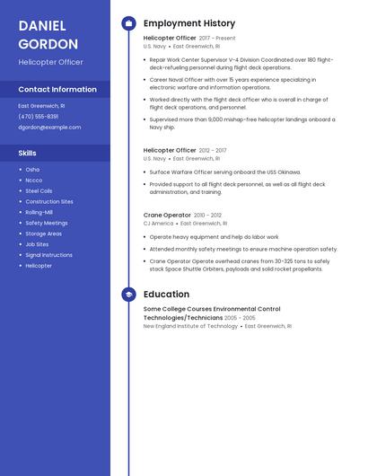 Helicopter Officer Resume
