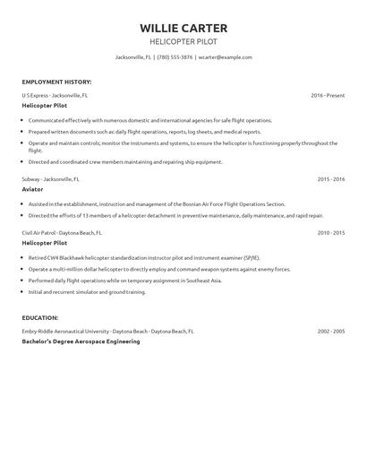 Helicopter Pilot Resume