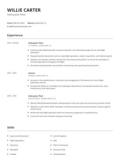 Helicopter Pilot Resume