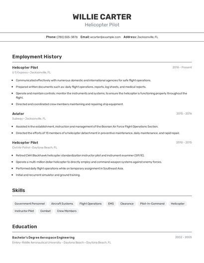 Helicopter Pilot Resume