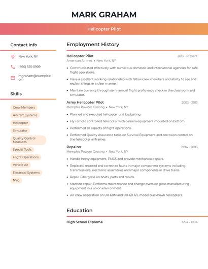 Helicopter Pilot Resume