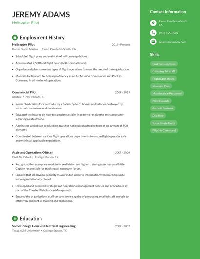 Helicopter Pilot Resume
