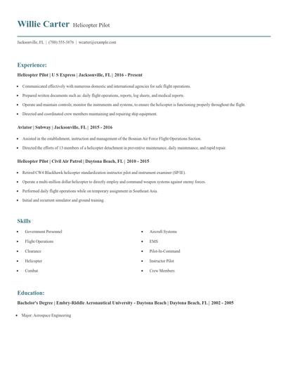 Helicopter Pilot Resume